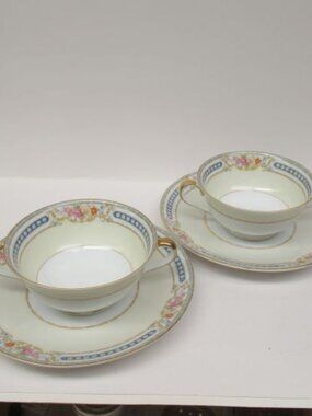 2 - Noritake China ALLARD 4 1/2 Inch Cream Soup Bowls with Under Plates